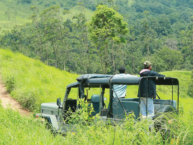 Jeep safari on the Sathram route near Thekkady